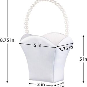 Band NEW - Lillian Rose White Pearl Handle Flower Girl Basket, 3.75
